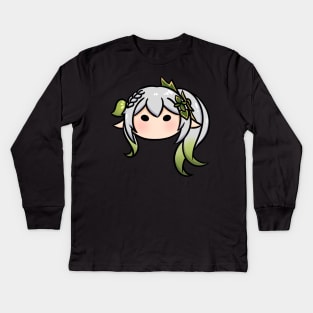 Genshin Impact Nahida chibi head | Morcaworks Kids Long Sleeve T-Shirt